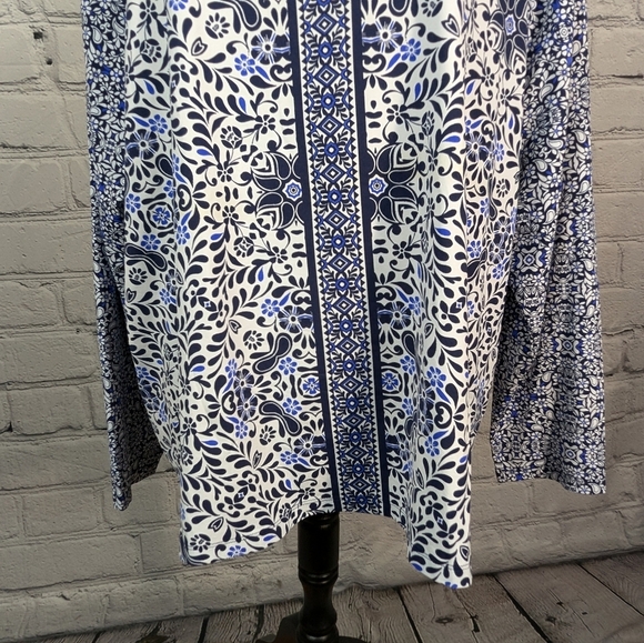 Lands End women's long sleeve floral print stretch knit popover top size 2x B18a - Picture 6 of 10